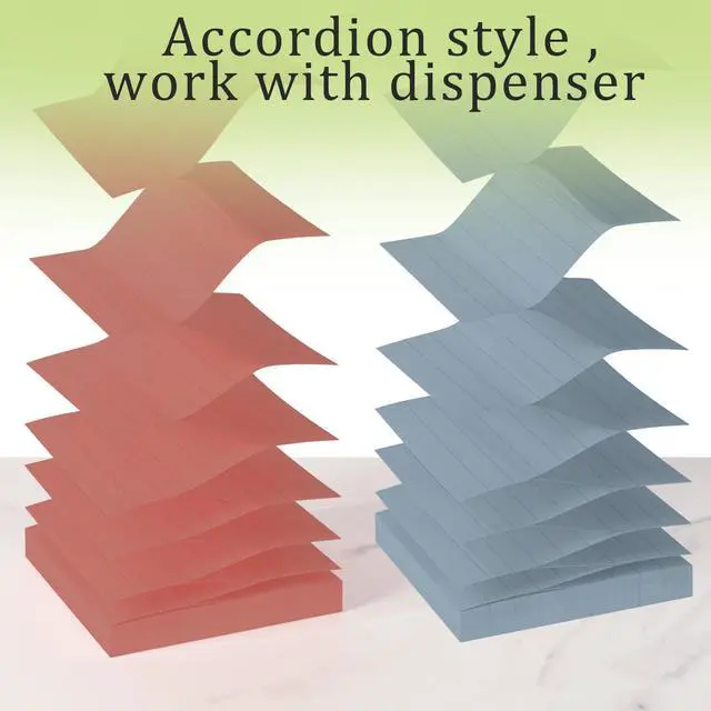 Alt view image 5 of 7 - Pop Up Sticky Notes 3x3 Lined,12 Pads 600 Sheets Accordion Style Sticky Notes Refill, 80gsm Thick Paper,Strong Adhesive, 6 Vintage Colors,Post on Windows Doors,Recyclable,Easy to Write on