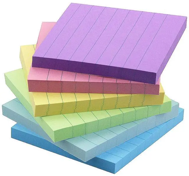 Main image of Lined Sticky Notes 4x4 in, 6 Candy Colors, 6 Pads, 60 Sheets/Pad