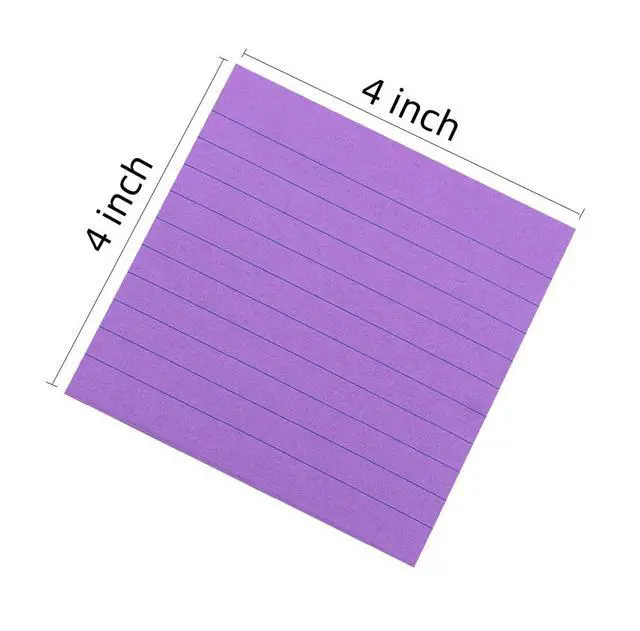 Alt view image 3 of 3 - Lined Sticky Notes 4x4 in, 6 Candy Colors, 6 Pads, 60 Sheets/Pad