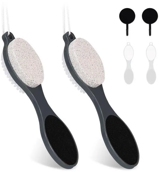 Main image of Foot File Callus Remover-2 Pcs 4 in 1 Foot Scrubber Dead Skin Remover for Feet,Pumice Stone, Foot Rasp and Sand Paper for Home Foot Care,Foot Brush for Shower (Grey Pedicure Foot File)