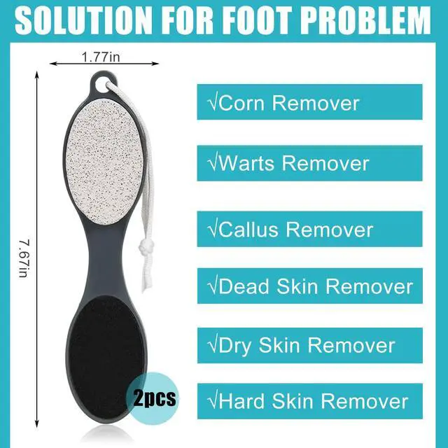 Alt view image 2 of 6 - Foot File Callus Remover-2 Pcs 4 in 1 Foot Scrubber Dead Skin Remover for Feet,Pumice Stone, Foot Rasp and Sand Paper for Home Foot Care,Foot Brush for Shower (Grey Pedicure Foot File)