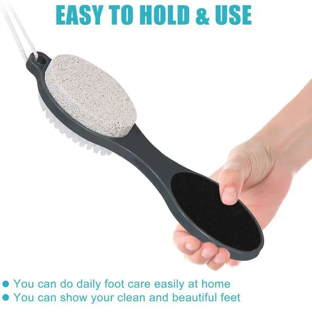 Alt view image 5 of 6 - Foot File Callus Remover-2 Pcs 4 in 1 Foot Scrubber Dead Skin Remover for Feet,Pumice Stone, Foot Rasp and Sand Paper for Home Foot Care,Foot Brush for Shower (Grey Pedicure Foot File)