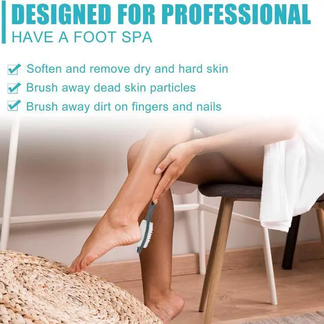 Alt view image 4 of 6 - Foot File Callus Remover-2 Pcs 4 in 1 Foot Scrubber Dead Skin Remover for Feet,Pumice Stone, Foot Rasp and Sand Paper for Home Foot Care,Foot Brush for Shower (Grey Pedicure Foot File)