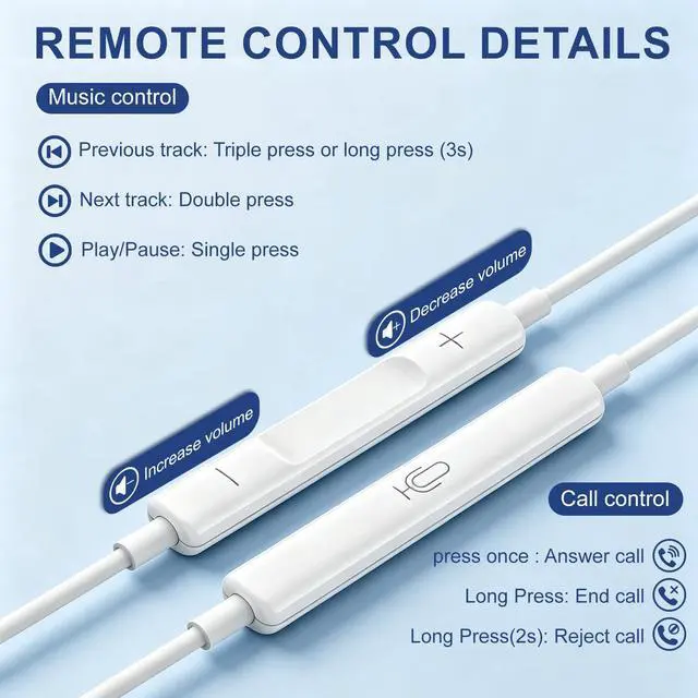 Alt view image 5 of 7 - USB C Headphones for iPhone 17 16 15, Wired Earbuds with Mic & Remote Control, USB C Noise Isolation in-Ear Headphones for 17/16/15 Pro Max, Galaxy, Pixel, iPad Pro, Ultra Note and More USB-C Devices