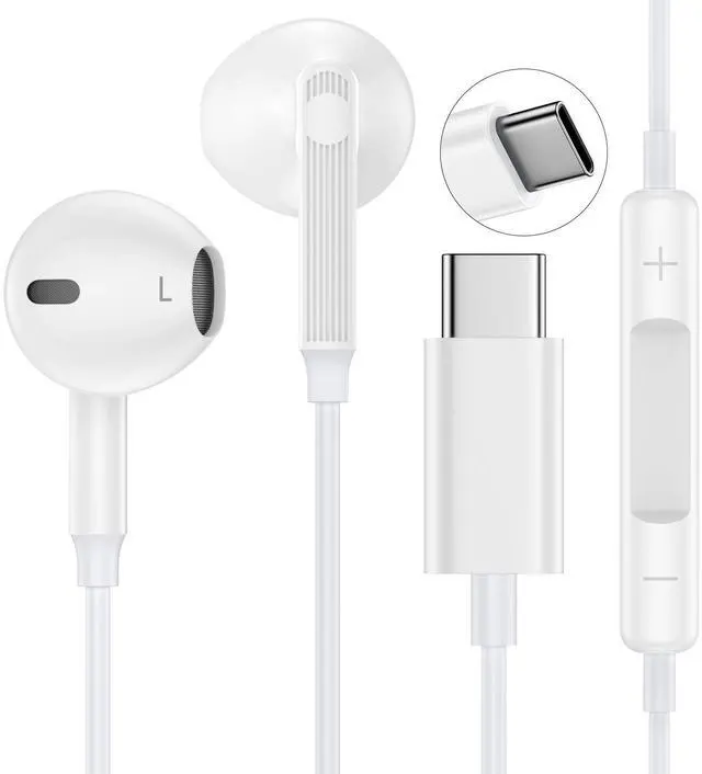 Main image of USB C Headphones Wired USB C Earbuds Ear Plugs for iPhone 17E/17 Pro Max/17 Air/16e/16 Pro Max/16 Plus, Samsung Galaxy A16/S25FE/S25 Ultra/S24 Ultra/S23/S22, Type C Wired Earbuds Earphones HiFi Stereo