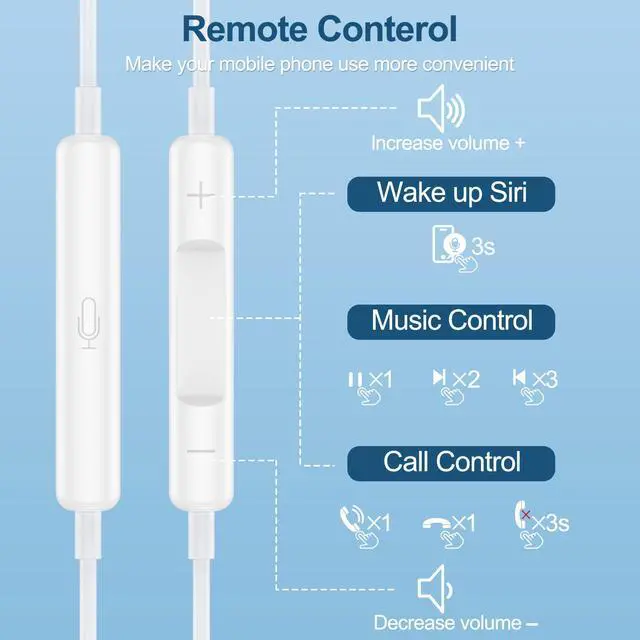 Alt view image 3 of 7 - USB C Headphones for iPhone 17E 17 16 15 Pro Max Plus iPad Pro USB C Wired Earbuds with Mic Volume Control Type C Earphones Wired USBC Headphones for Galaxy A26 A36 A56 S26+ S26 Ultra S25FE S24FE A16