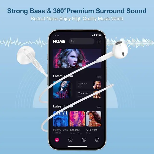 Alt view image 5 of 6 - USB C Headphones Wired USB C Earbuds Ear Plugs for iPhone 17E/17 Pro Max/17 Air/16e/16 Pro Max/16 Plus, Samsung Galaxy A16/S25FE/S25 Ultra/S24 Ultra/S23/S22, Type C Wired Earbuds Earphones HiFi Stereo