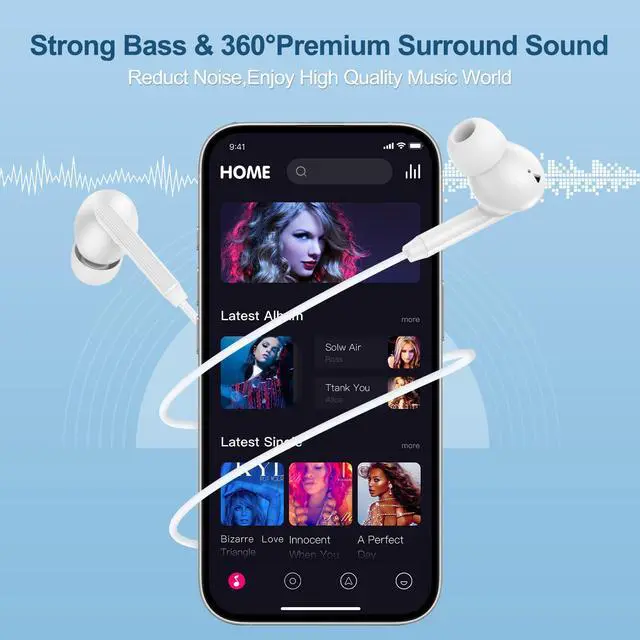 Alt view image 6 of 7 - USB C Headphones for iPhone 17E 17 16 15 Pro Max Plus iPad Pro USB C Wired Earbuds with Mic Volume Control Type C Earphones Wired USBC Headphones for Galaxy A26 A36 A56 S26+ S26 Ultra S25FE S24FE A16