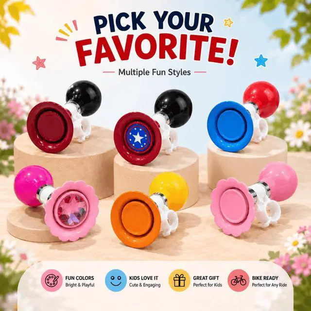 Alt view image 6 of 7 - Bike Horn for Kids & Adults, Rubber Squeeze Bicycle Bell with Metal Trumpet