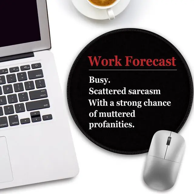 Alt view image 2 of 6 - Funny Work Mouse Pad, Black Small Round Mousepads for Desk, Mini Travel Mouse Mat for Wireless Computer Laptop, Office Desk Accessories, 8.6 x 8.6 inch