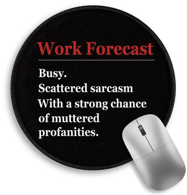 Main image of Funny Work Mouse Pad, Black Small Round Mousepads for Desk, Mini Travel Mouse Mat for Wireless Computer Laptop, Office Desk Accessories, 8.6 x 8.6 inch