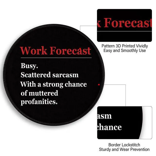 Alt view image 5 of 6 - Funny Work Mouse Pad, Black Small Round Mousepads for Desk, Mini Travel Mouse Mat for Wireless Computer Laptop, Office Desk Accessories, 8.6 x 8.6 inch