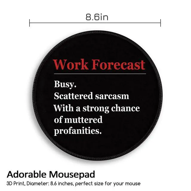 Alt view image 4 of 6 - Funny Work Mouse Pad, Black Small Round Mousepads for Desk, Mini Travel Mouse Mat for Wireless Computer Laptop, Office Desk Accessories, 8.6 x 8.6 inch