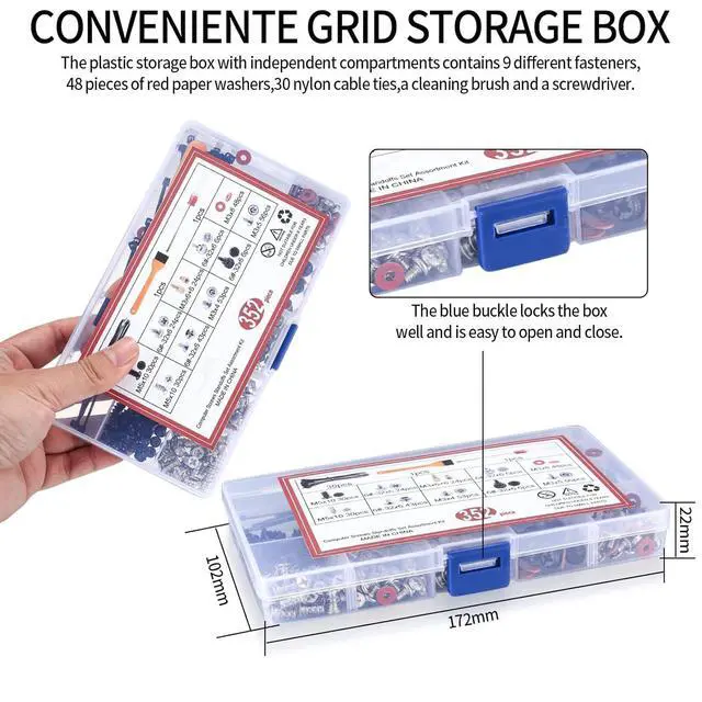 Alt view image 3 of 7 - 352 Pcs Motherboard Screws Kit - ATX Case Fan Screws & HDD Hard Drive SSD PC Fan Standoffs