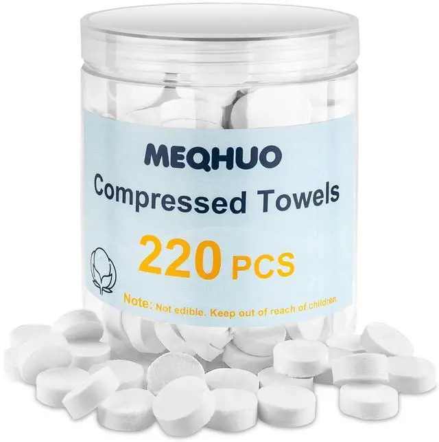 Main image of 220 Pcs Compressed Towels for Face, Mini Portable Compressed Towel Tablets, Disposable Washcloths for Travel, Compress Towels Camping Toilet Paper Hand Facial Coin Tissue