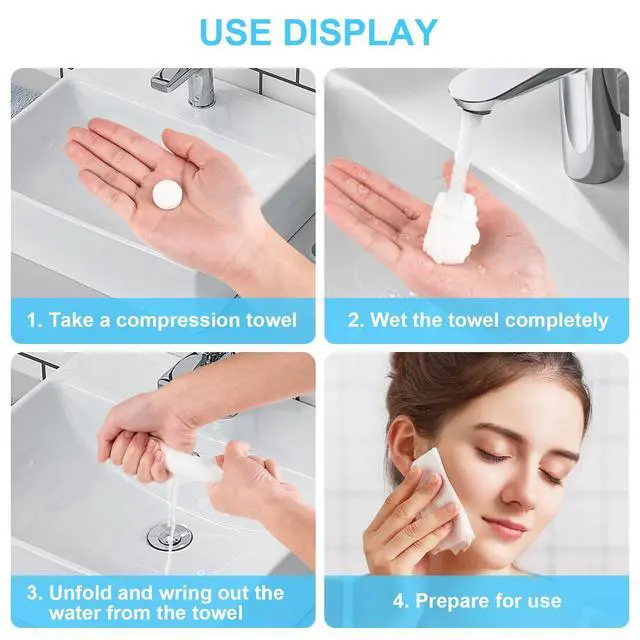Alt view image 5 of 6 - 220 Pcs Compressed Towels for Face, Mini Portable Compressed Towel Tablets, Disposable Washcloths for Travel, Compress Towels Camping Toilet Paper Hand Facial Coin Tissue