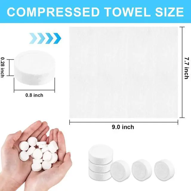 Alt view image 2 of 6 - 220 Pcs Compressed Towels for Face, Mini Portable Compressed Towel Tablets, Disposable Washcloths for Travel, Compress Towels Camping Toilet Paper Hand Facial Coin Tissue