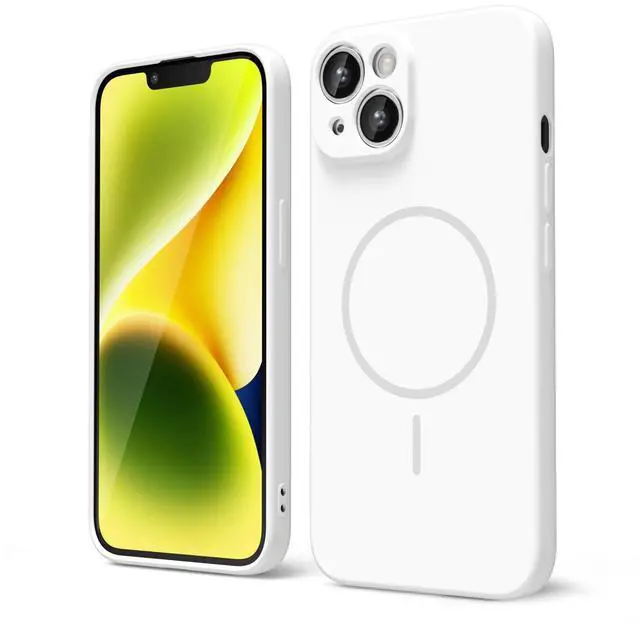 Main image of for iPhone 13 iPhone 14 Case Silicone Mag Safe, Magnetic Slim Thin Phone Case Compatible with Magsafe, Women Girls Cute Girly Aesthetic Soft Rubber Gel Safecase with Camera Cover, White
