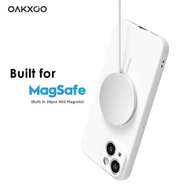 Alt view image 3 of 7 - for iPhone 13 iPhone 14 Case Silicone Mag Safe, Magnetic Slim Thin Phone Case Compatible with Magsafe, Women Girls Cute Girly Aesthetic Soft Rubber Gel Safecase with Camera Cover, White