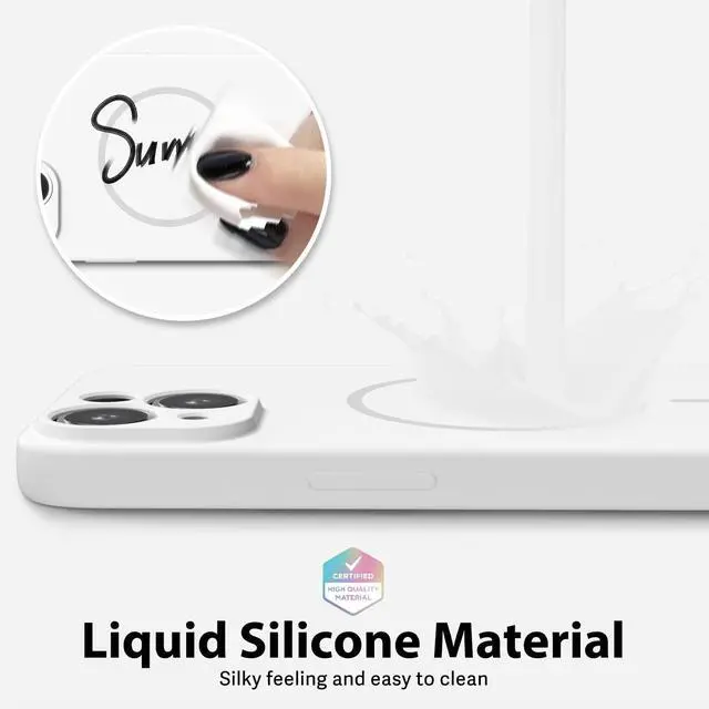Alt view image 5 of 7 - for iPhone 13 iPhone 14 Case Silicone Mag Safe, Magnetic Slim Thin Phone Case Compatible with Magsafe, Women Girls Cute Girly Aesthetic Soft Rubber Gel Safecase with Camera Cover, White