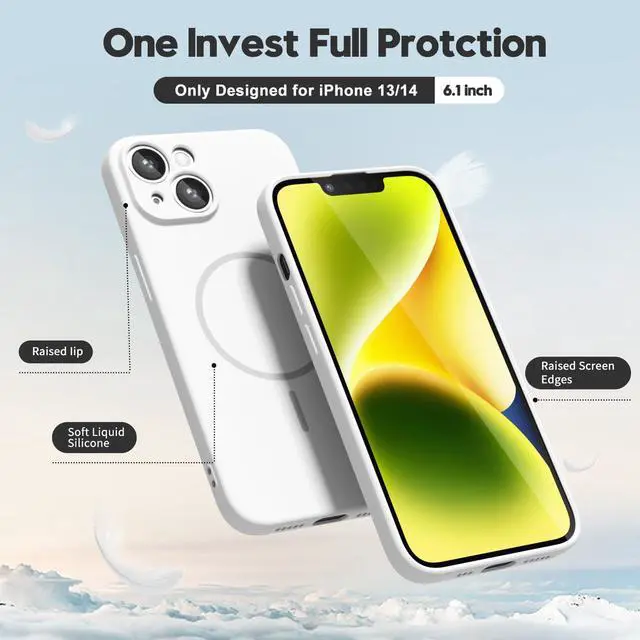 Alt view image 4 of 7 - for iPhone 13 iPhone 14 Case Silicone Mag Safe, Magnetic Slim Thin Phone Case Compatible with Magsafe, Women Girls Cute Girly Aesthetic Soft Rubber Gel Safecase with Camera Cover, White