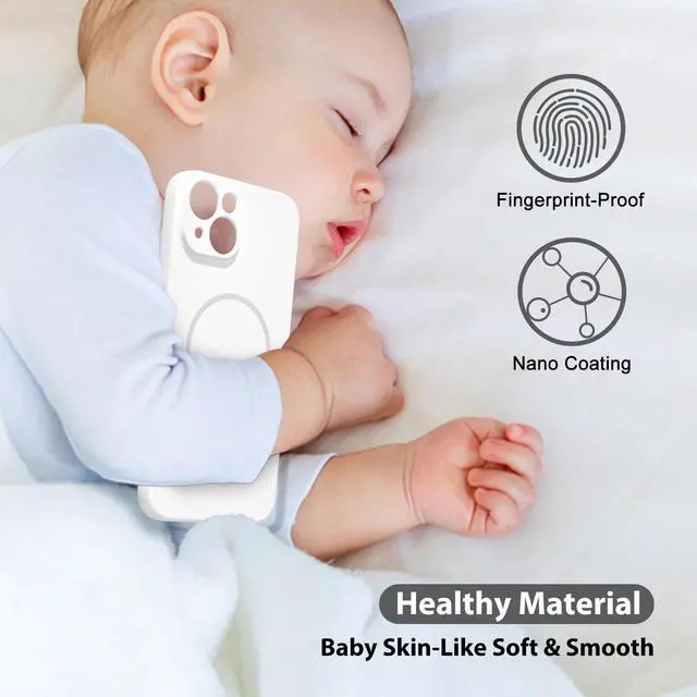Alt view image 7 of 7 - for iPhone 13 iPhone 14 Case Silicone Mag Safe, Magnetic Slim Thin Phone Case Compatible with Magsafe, Women Girls Cute Girly Aesthetic Soft Rubber Gel Safecase with Camera Cover, White