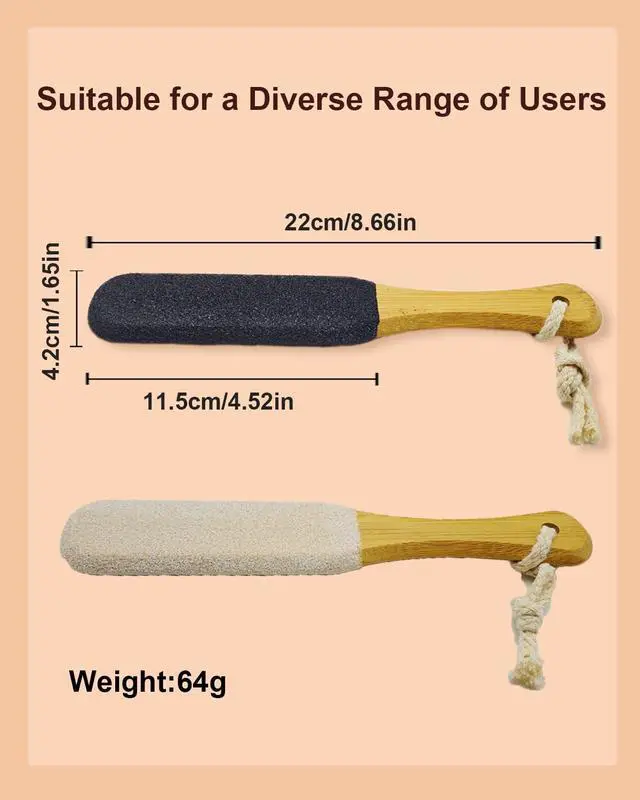 Alt view image 6 of 6 - Pumice Stone Foot File, 2 Pack Wooden Pedicure Foot Scrubber Remover for Heels, Elbows, Hands in Shower, Professional Foot Rasp for Wet and Dry Feet, Foot Care Tools for Women MenBlack and White