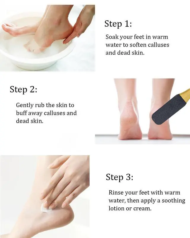 Alt view image 5 of 6 - Pumice Stone Foot File, 2 Pack Wooden Pedicure Foot Scrubber Remover for Heels, Elbows, Hands in Shower, Professional Foot Rasp for Wet and Dry Feet, Foot Care Tools for Women MenBlack and White