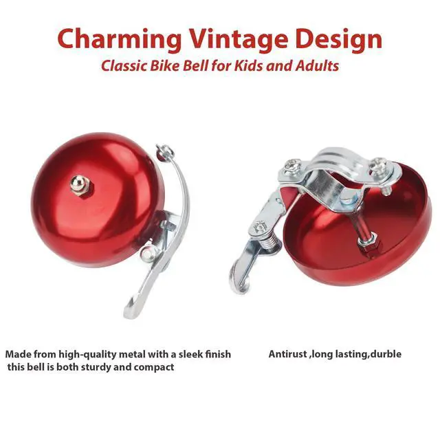 Alt view image 2 of 6 - Bike Bell for Adults Loud and Clear Sound, Classic Metal Design, Easy to Install, Suitable for Bicycles with Darker Colors, Mountain Bikes, Road Bikes, and Scooters (Red)
