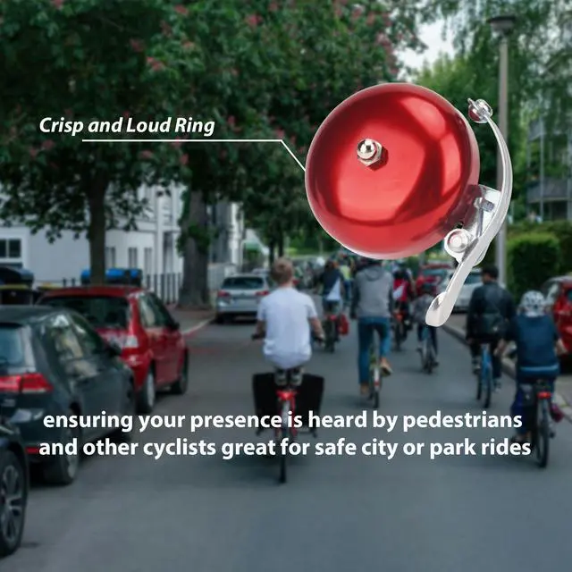Alt view image 6 of 6 - Bike Bell for Adults Loud and Clear Sound, Classic Metal Design, Easy to Install, Suitable for Bicycles with Darker Colors, Mountain Bikes, Road Bikes, and Scooters (Red)