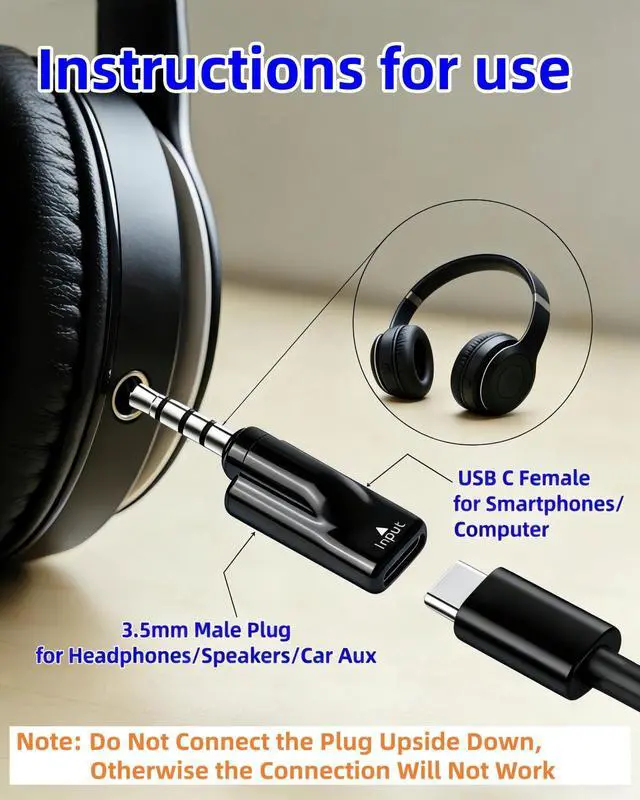 Alt view image 2 of 7 - USB C to 3.5mm Audio Adapter, Type C Female to 1/8 "TRRS Male Headphone Jack Adapter, 16Bit/48Khz High Fidelity Audio Converter with PC, Laptop, Phone 2Pack (USB C F to 3.5mm M)