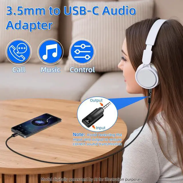 Alt view image 6 of 7 - USB C to 3.5mm Audio Adapter, Type C Female to 1/8 "TRRS Male Headphone Jack Adapter, 16Bit/48Khz High Fidelity Audio Converter with PC, Laptop, Phone 2Pack (USB C F to 3.5mm M)