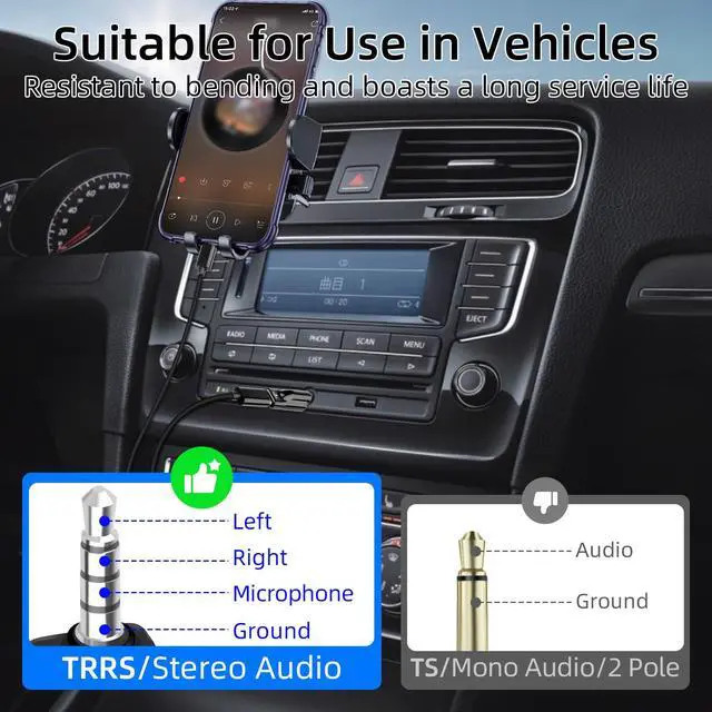 Alt view image 7 of 7 - USB C to 3.5mm Audio Adapter, Type C Female to 1/8 "TRRS Male Headphone Jack Adapter, 16Bit/48Khz High Fidelity Audio Converter with PC, Laptop, Phone 2Pack (USB C F to 3.5mm M)