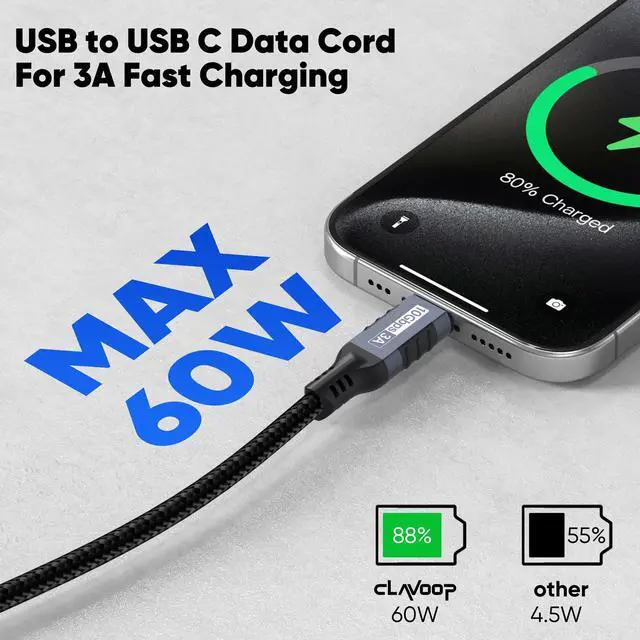 Alt view image 3 of 7 - USB to USB C Data Cable 1.5ft 10Gbps USB 3.1/3.2 Type C Data Transfer