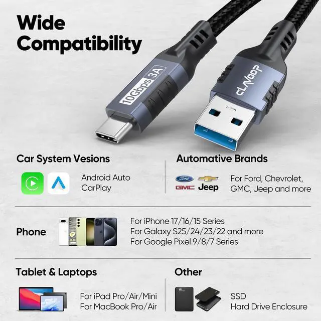 Alt view image 7 of 7 - USB to USB C Data Cable 1.5ft 10Gbps USB 3.1/3.2 Type C Data Transfer