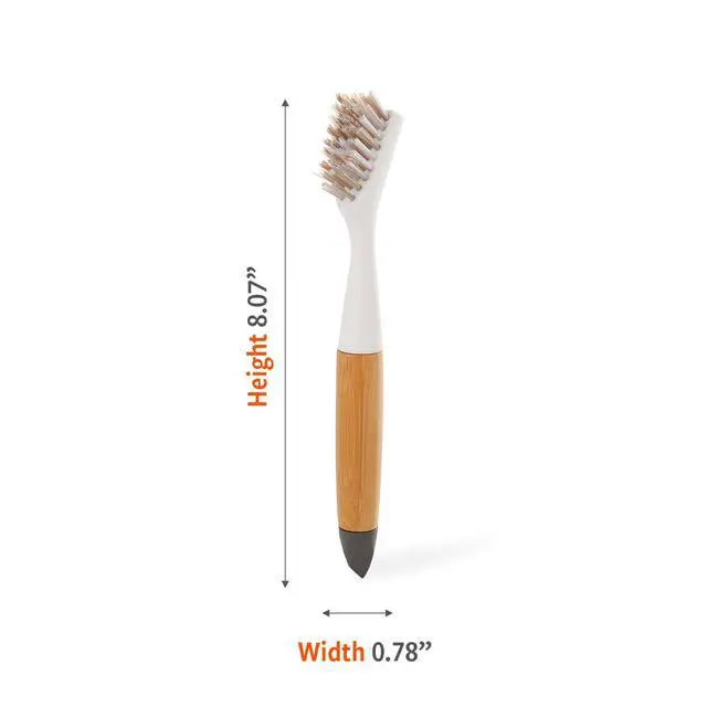 Alt view image 5 of 6 - Every-Crevice Detail Brush, Deep Cleaning Brush for Crevices, Shower, & Grout, Tough Bristles, Sustainable Bamboo Handle, White