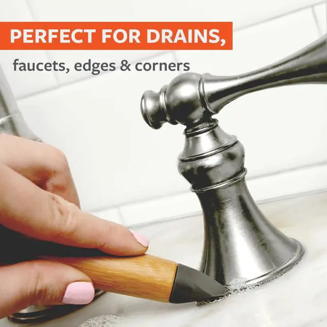 Alt view image 4 of 6 - Every-Crevice Detail Brush, Deep Cleaning Brush for Crevices, Shower, & Grout, Tough Bristles, Sustainable Bamboo Handle, White