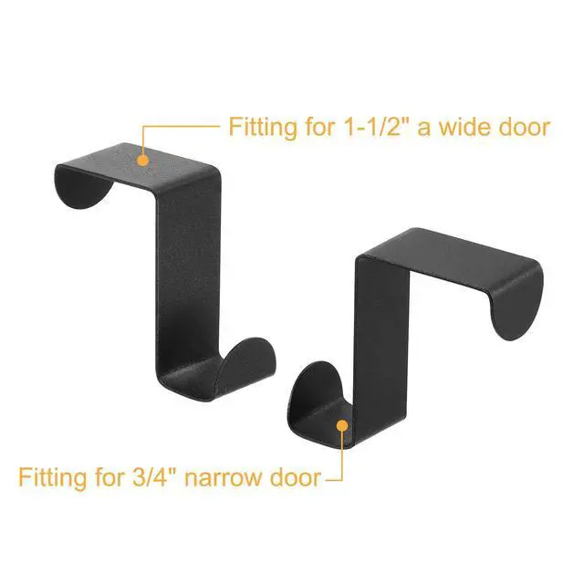 Alt view image 4 of 5 - Over The Door Hooks,2pcs - Stainless Steel Door Hangers Hooks, S-Shaped Double Hooks for Hanging Clothes, Hats, Towels (Black)