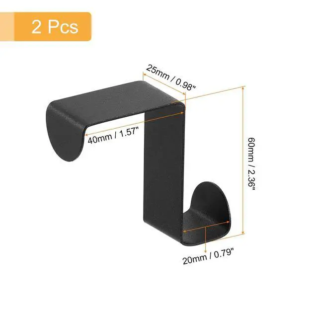 Alt view image 2 of 5 - Over The Door Hooks,2pcs - Stainless Steel Door Hangers Hooks, S-Shaped Double Hooks for Hanging Clothes, Hats, Towels (Black)