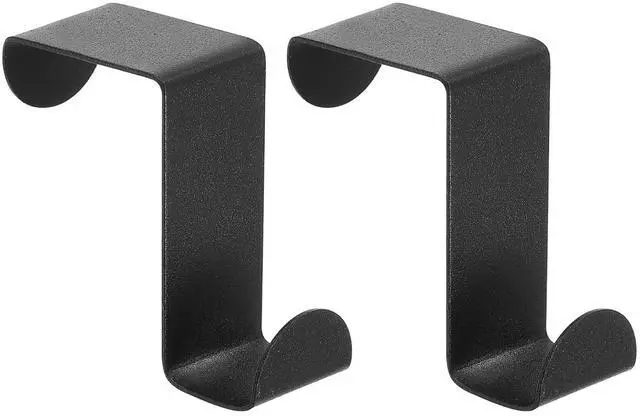Main image of Over The Door Hooks,2pcs - Stainless Steel Door Hangers Hooks, S-Shaped Double Hooks for Hanging Clothes, Hats, Towels (Black)