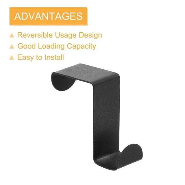 Alt view image 3 of 5 - Over The Door Hooks,2pcs - Stainless Steel Door Hangers Hooks, S-Shaped Double Hooks for Hanging Clothes, Hats, Towels (Black)