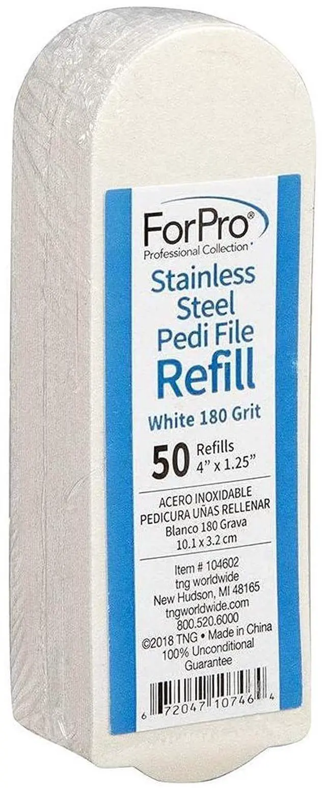 Main image of Stainless Steel Pedi File Refill, 180 Grit, White, EZ-Strip Peel Pedicure Refill Pads, 1.25 W x 4 L, 50-Count