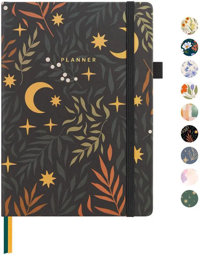 Main image of Academic Planner, Weekly & Monthly Planner with Goal & Habit Tracker, A5 Hardcover, Lunar Leaf