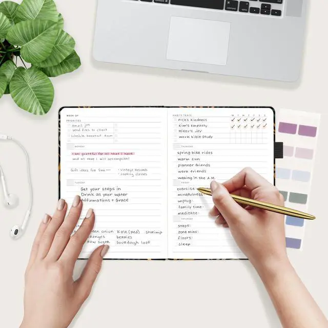 Alt view image 7 of 7 - Academic Planner, Weekly & Monthly Planner with Goal & Habit Tracker, A5 Hardcover, Lunar Leaf