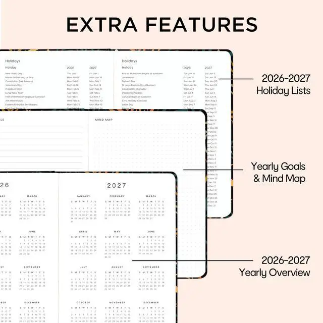 Alt view image 5 of 7 - Academic Planner, Weekly & Monthly Planner with Goal & Habit Tracker, A5 Hardcover, Lunar Leaf