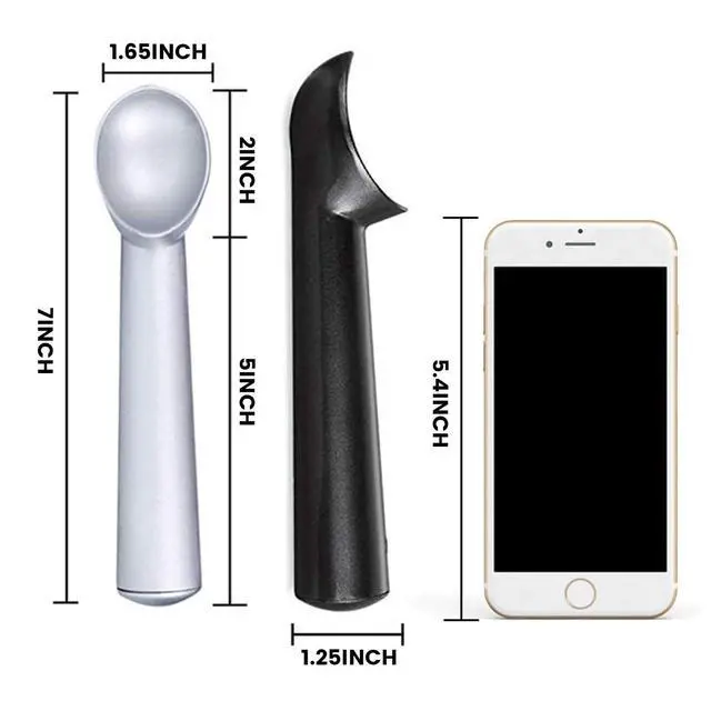 Alt view image 3 of 7 - Ice Cream Scoop, 2PCS 7 inches Nonstick Anti-Freeze Ice Cream Scooper One Piece Aluminum Design Dishwasher Safe
