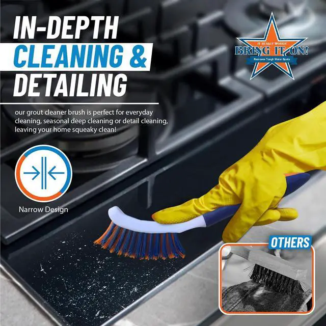Alt view image 4 of 7 - Brush Crevice Cleaning Brush with Stiff Nylon Bristles Heavy-Duty Grout and Tile Cleaner Brush Scrubbing Brush for Corners, Bathroom, Kitchen, Crevice Gaps