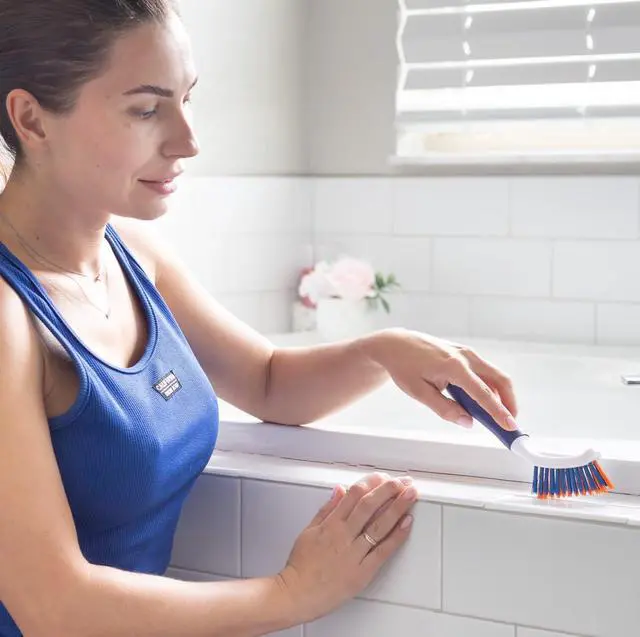 Alt view image 5 of 7 - Brush Crevice Cleaning Brush with Stiff Nylon Bristles Heavy-Duty Grout and Tile Cleaner Brush Scrubbing Brush for Corners, Bathroom, Kitchen, Crevice Gaps