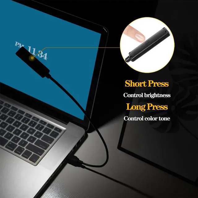 Alt view image 4 of 6 - USB Reading Light, Laptop Keyboard Light for Computer Adjustable Gooseneck, 3 Color x 3 Brightness USB Lamp/1pc + 3pcs Mini LED (1 + 3)