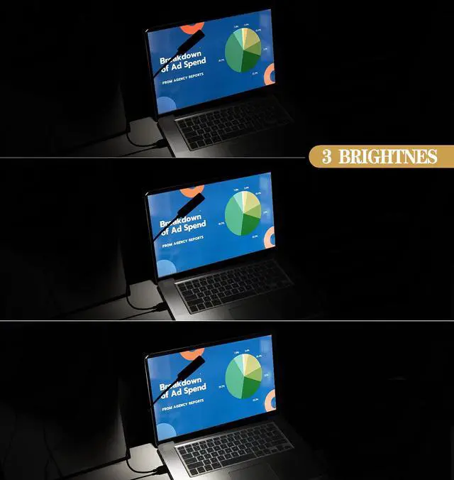 Alt view image 3 of 6 - USB Reading Light, Laptop Keyboard Light for Computer Adjustable Gooseneck, 3 Color x 3 Brightness USB Lamp/1pc + 3pcs Mini LED (1 + 3)